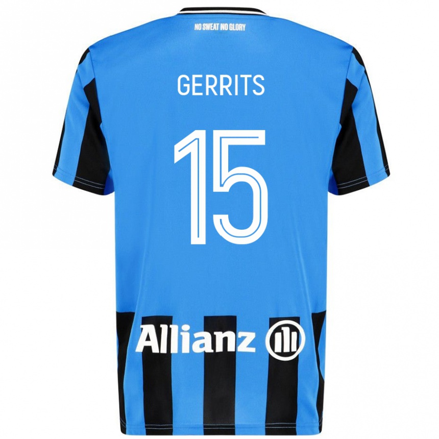 Homme Football Maillot Melanie Gerrits #15 Bleu Ciel Noir Tenues Domicile 2024/25