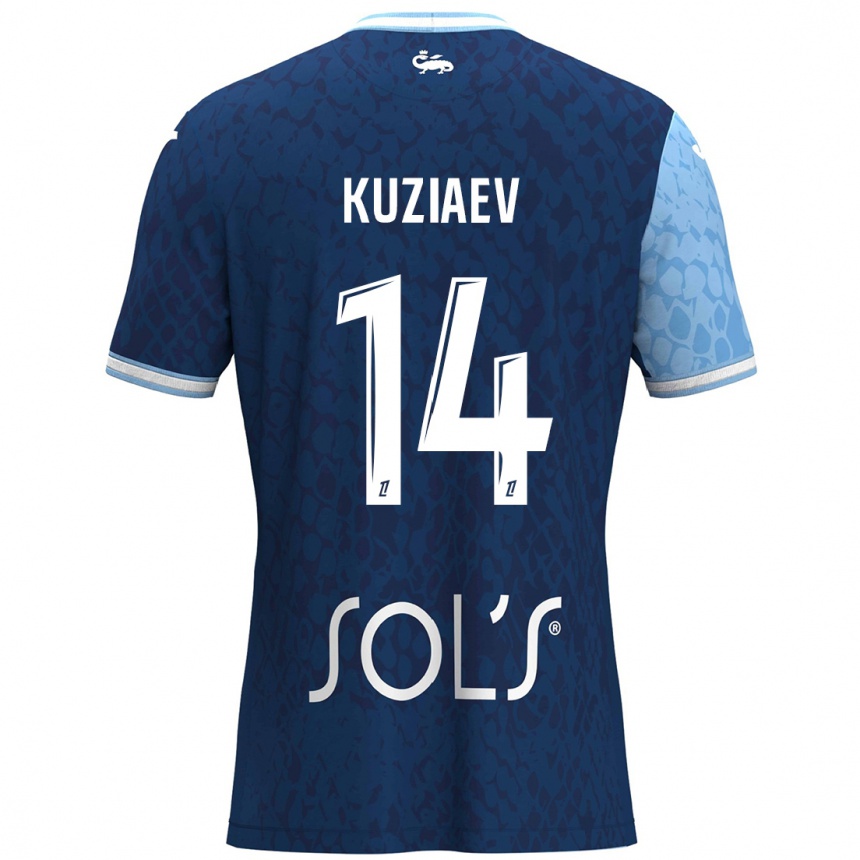 Homme Football Maillot Daler Kuzyaev #14 Bleu Ciel Bleu Foncé Tenues Domicile 2024/25