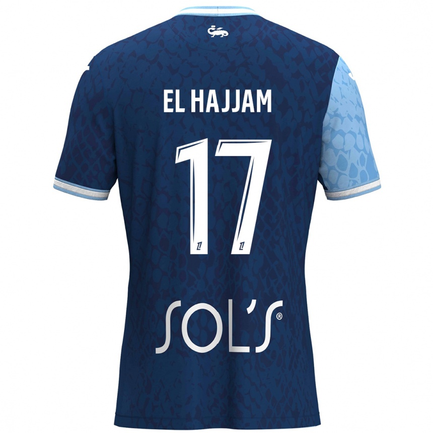 Homme Football Maillot Oualid El Hajjam #17 Bleu Ciel Bleu Foncé Tenues Domicile 2024/25