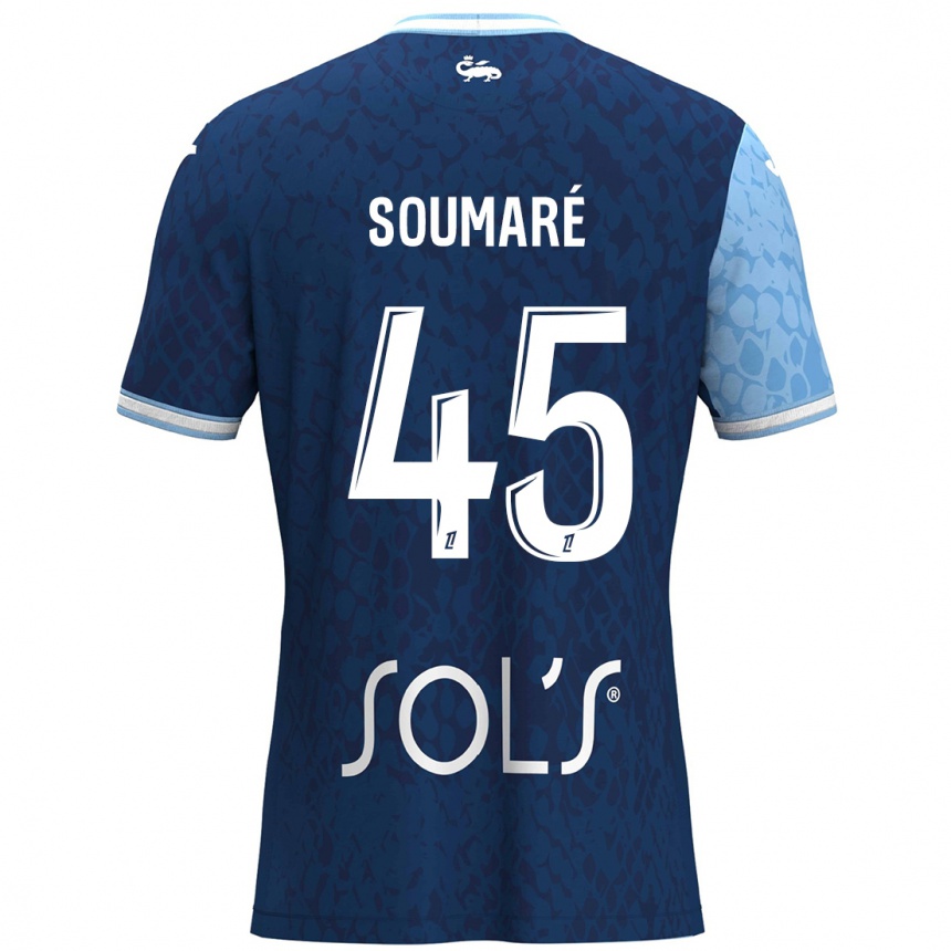 Homme Football Maillot Issa Soumaré #45 Bleu Ciel Bleu Foncé Tenues Domicile 2024/25