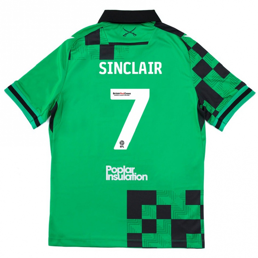 Homme Football Maillot Scott Sinclair #7 Vert Noir Tenues Extérieur 2024/25