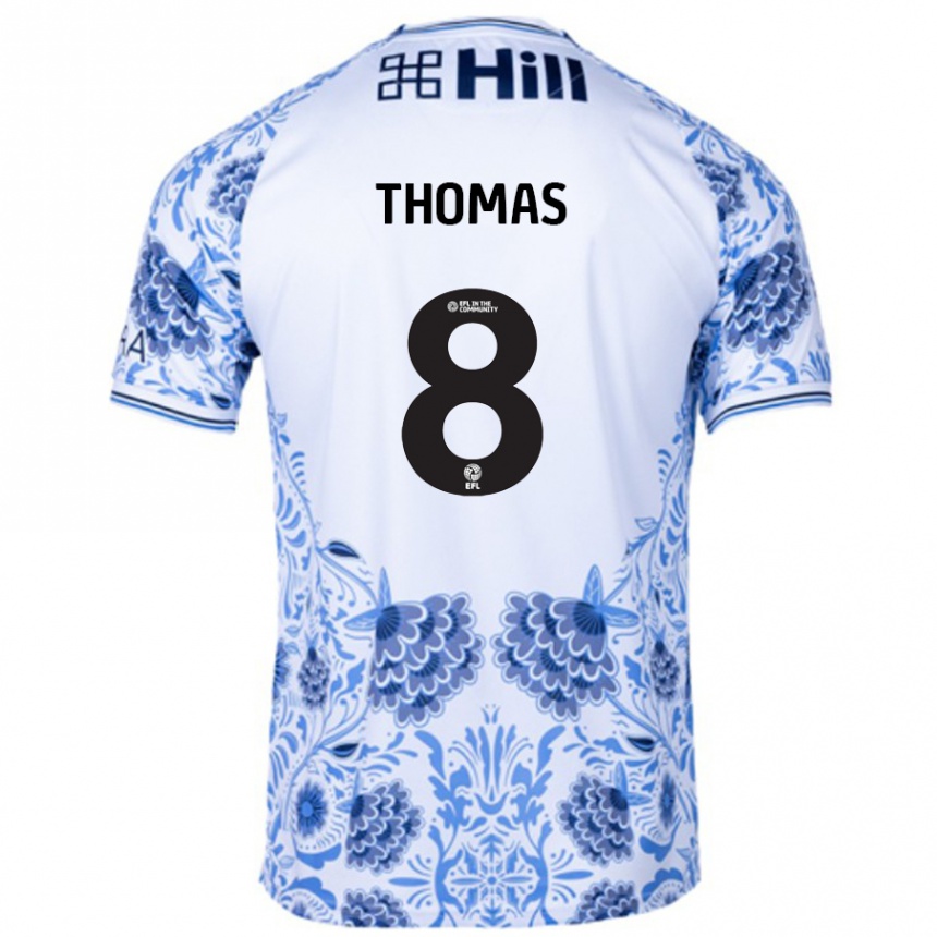 Homme Football Maillot George Thomas #8 Blanc Bleu Tenues Extérieur 2024/25