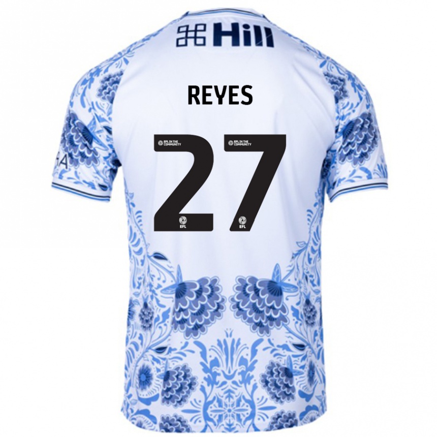 Homme Football Maillot Vicente Reyes #27 Blanc Bleu Tenues Extérieur 2024/25