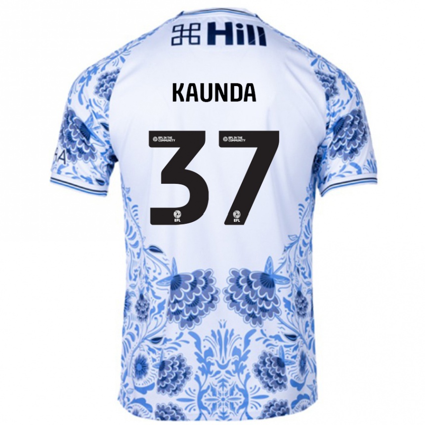 Homme Football Maillot Amaru Kaunda #37 Blanc Bleu Tenues Extérieur 2024/25