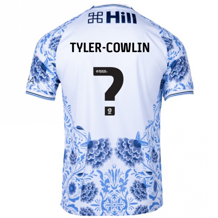 Homme Football Maillot Danny Tyler-Cowlin #0 Blanc Bleu Tenues Extérieur 2024/25