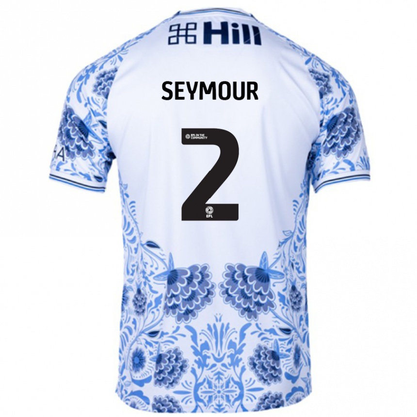 Homme Football Maillot Mayzee Seymour #2 Blanc Bleu Tenues Extérieur 2024/25