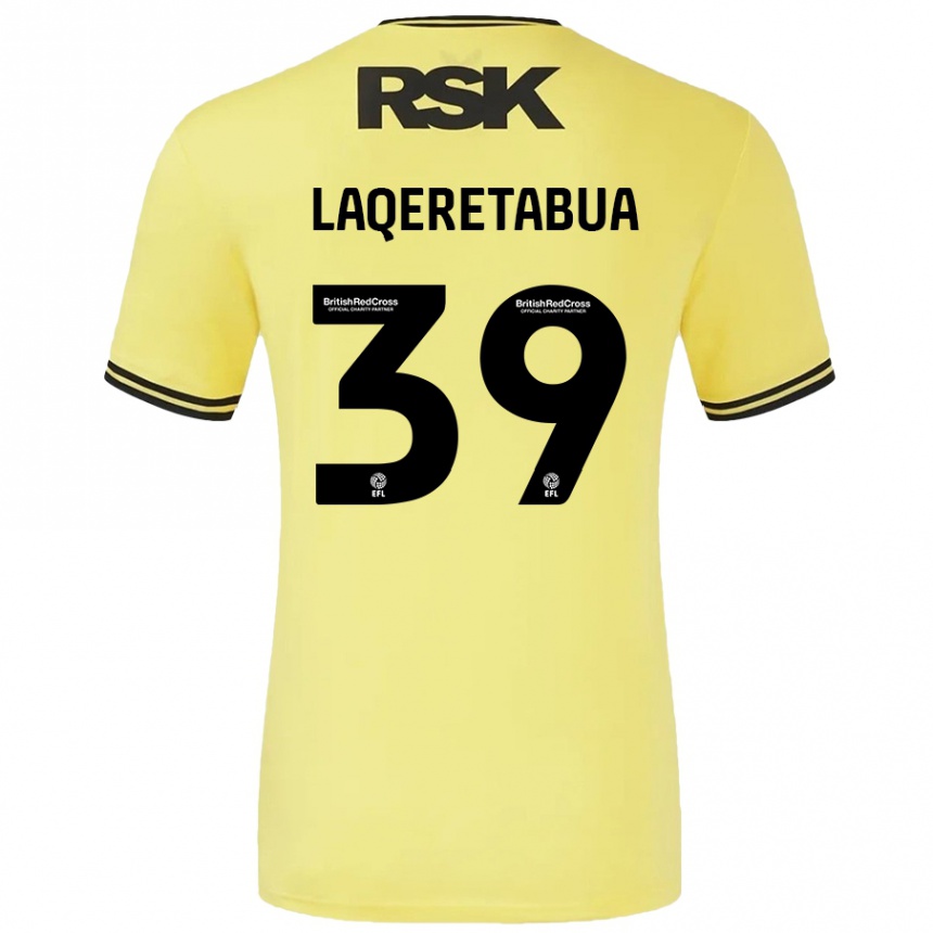 Homme Football Maillot Josh Laqeretabua #39 Jaune Noir Tenues Extérieur 2024/25