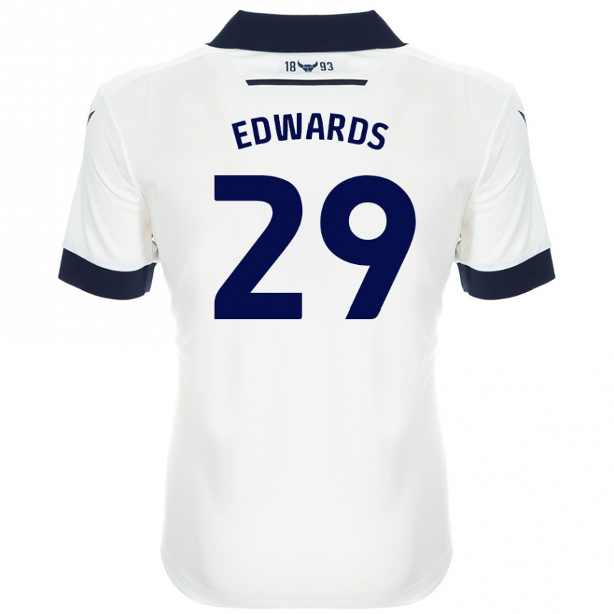 Homme Football Maillot Kyle Edwards #29 Blanc Bleu Marine Tenues Extérieur 2024/25