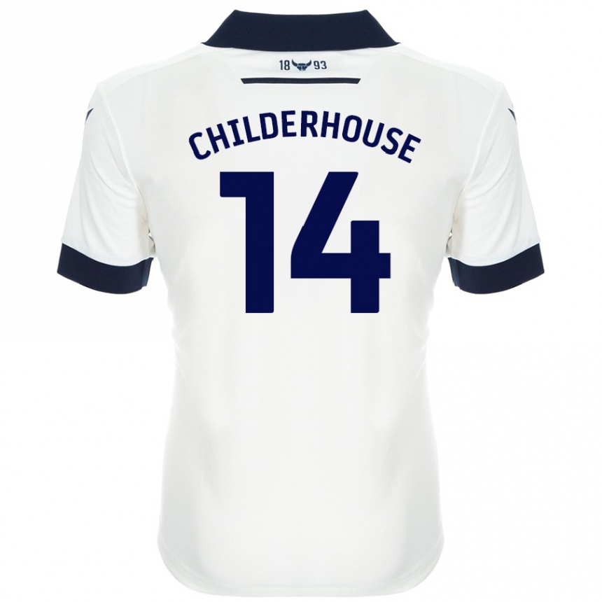 Homme Football Maillot Molly Childerhouse #14 Blanc Bleu Marine Tenues Extérieur 2024/25