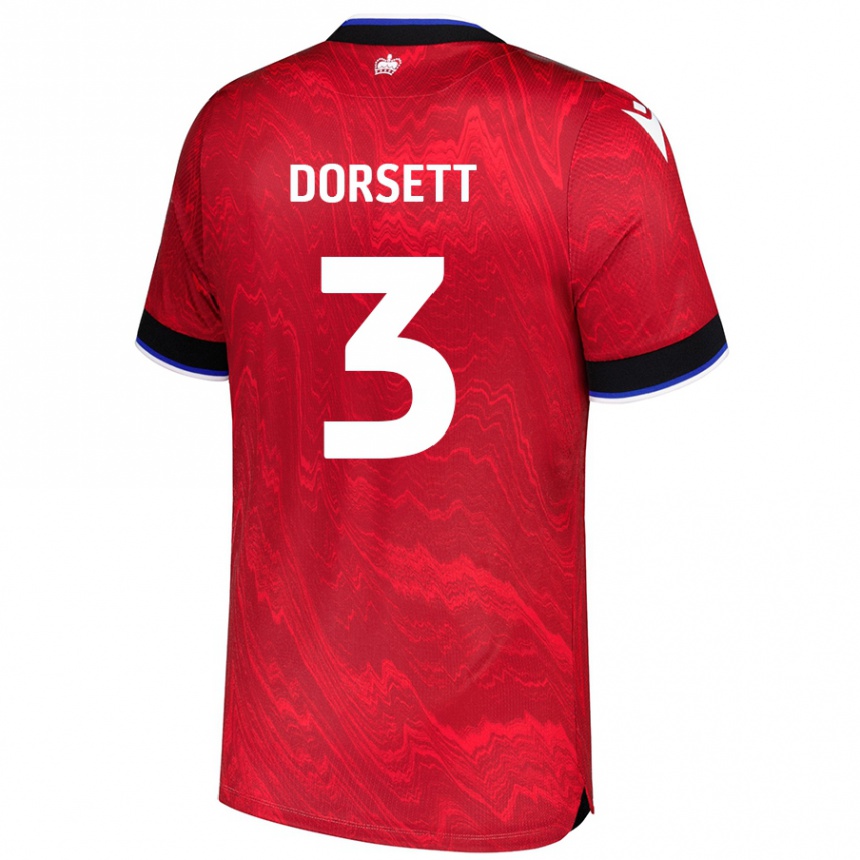 Homme Football Maillot Jeriel Dorsett #3 Rouge Noir Tenues Extérieur 2024/25