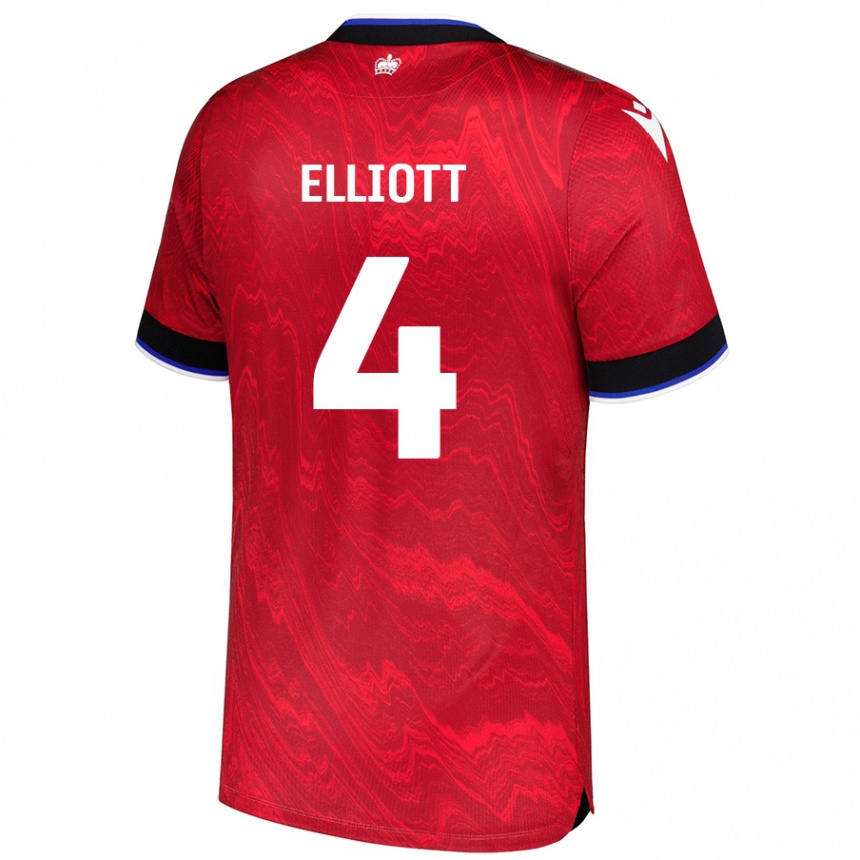 Homme Football Maillot Ben Elliott #4 Rouge Noir Tenues Extérieur 2024/25