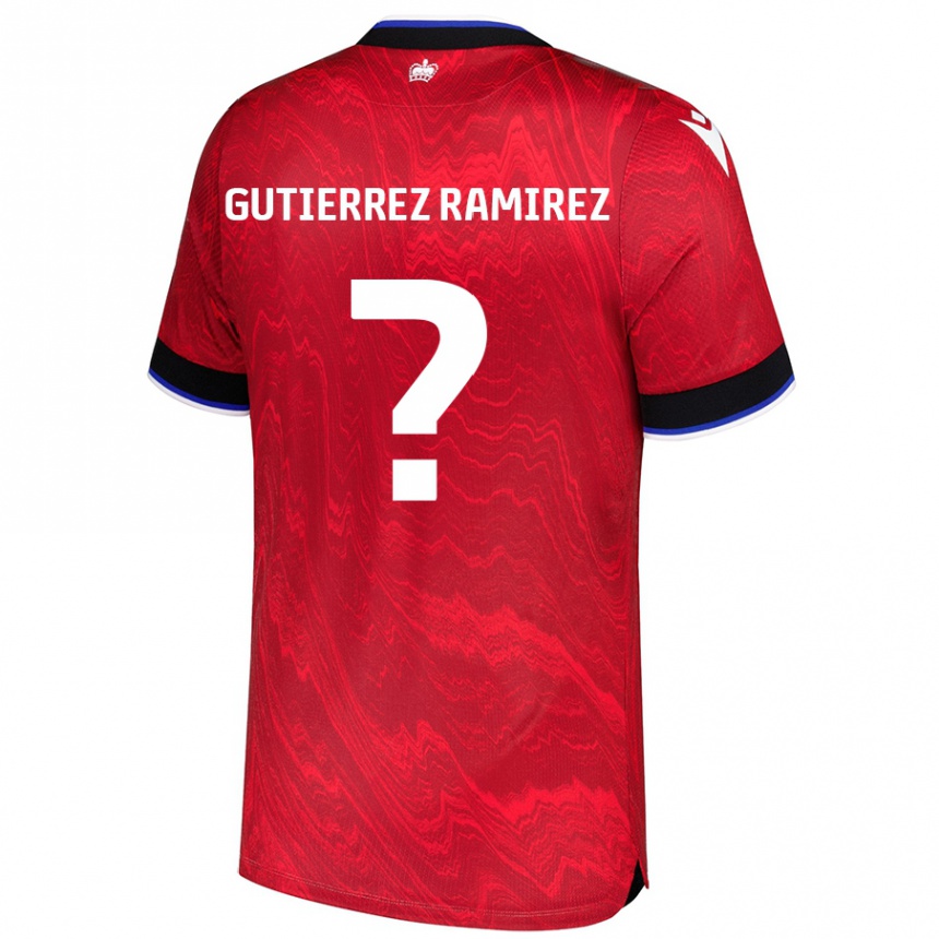 Homme Football Maillot William Gutierrez Ramirez #0 Rouge Noir Tenues Extérieur 2024/25