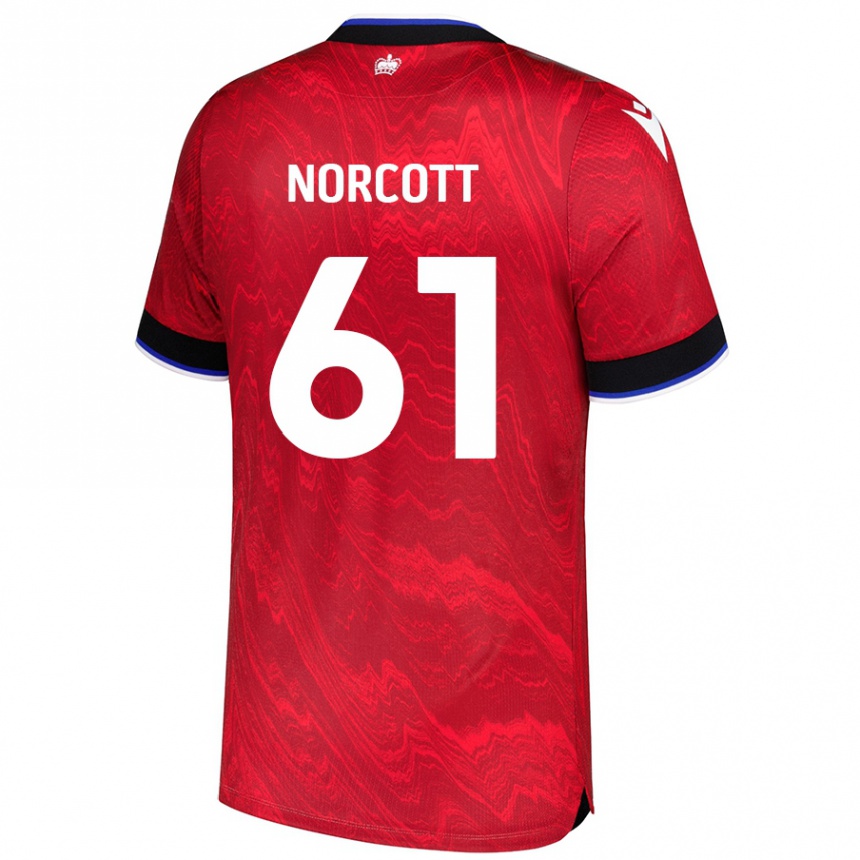 Homme Football Maillot Tom Norcott #61 Rouge Noir Tenues Extérieur 2024/25