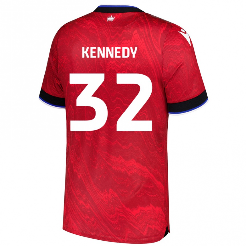 Homme Football Maillot Stevie Kennedy #32 Rouge Noir Tenues Extérieur 2024/25