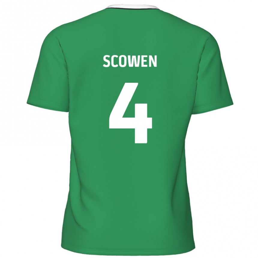 Homme Football Maillot Josh Scowen #4 Rayures Blanches Vertes Tenues Extérieur 2024/25