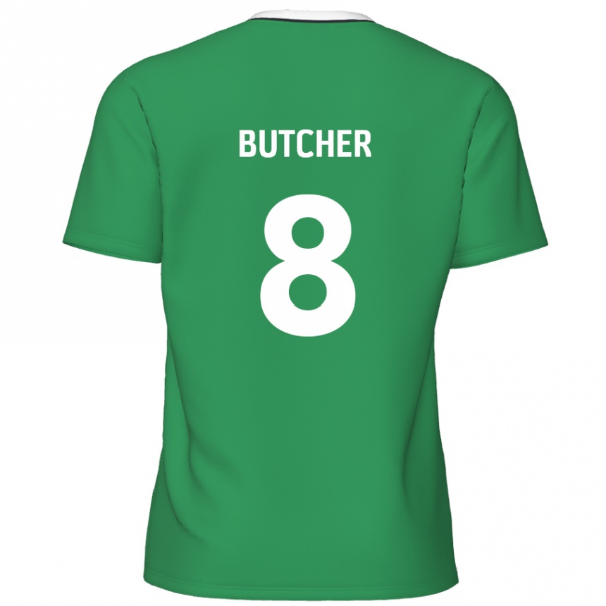 Homme Football Maillot Matt Butcher #8 Rayures Blanches Vertes Tenues Extérieur 2024/25