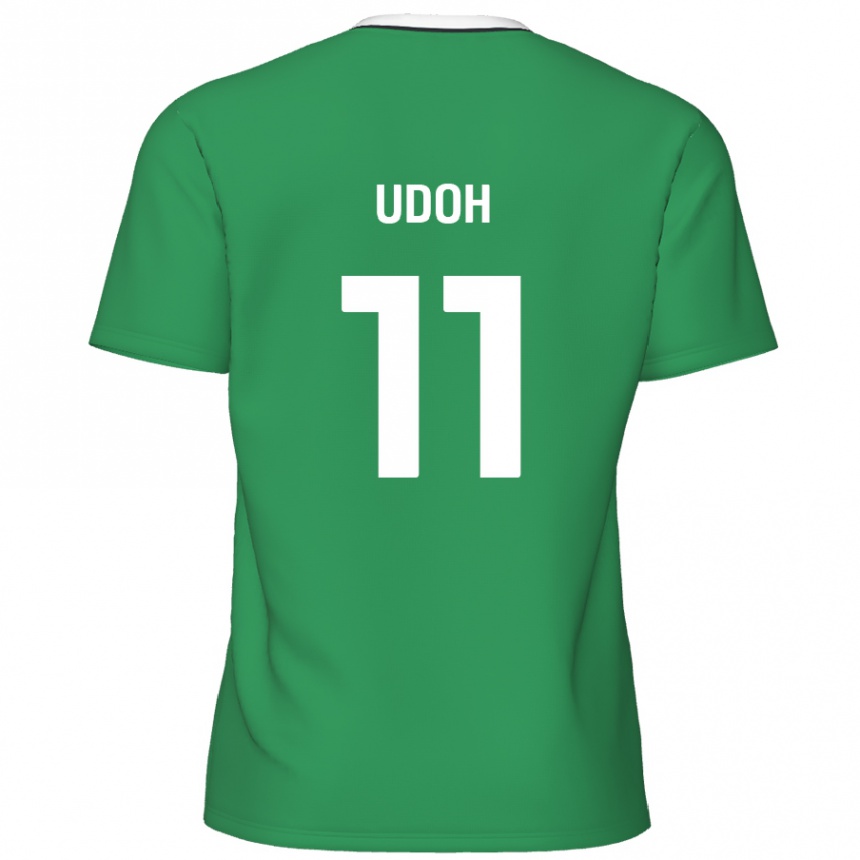 Homme Football Maillot Daniel Udoh #11 Rayures Blanches Vertes Tenues Extérieur 2024/25