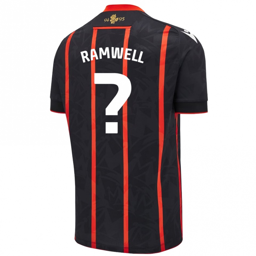 Homme Football Maillot Teddy Ramwell #0 Noir Rouge Tenues Extérieur 2024/25