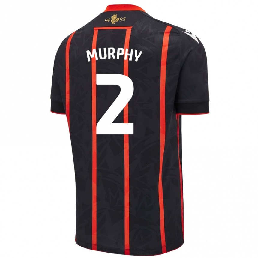 Homme Football Maillot Niamh Murphy #2 Noir Rouge Tenues Extérieur 2024/25