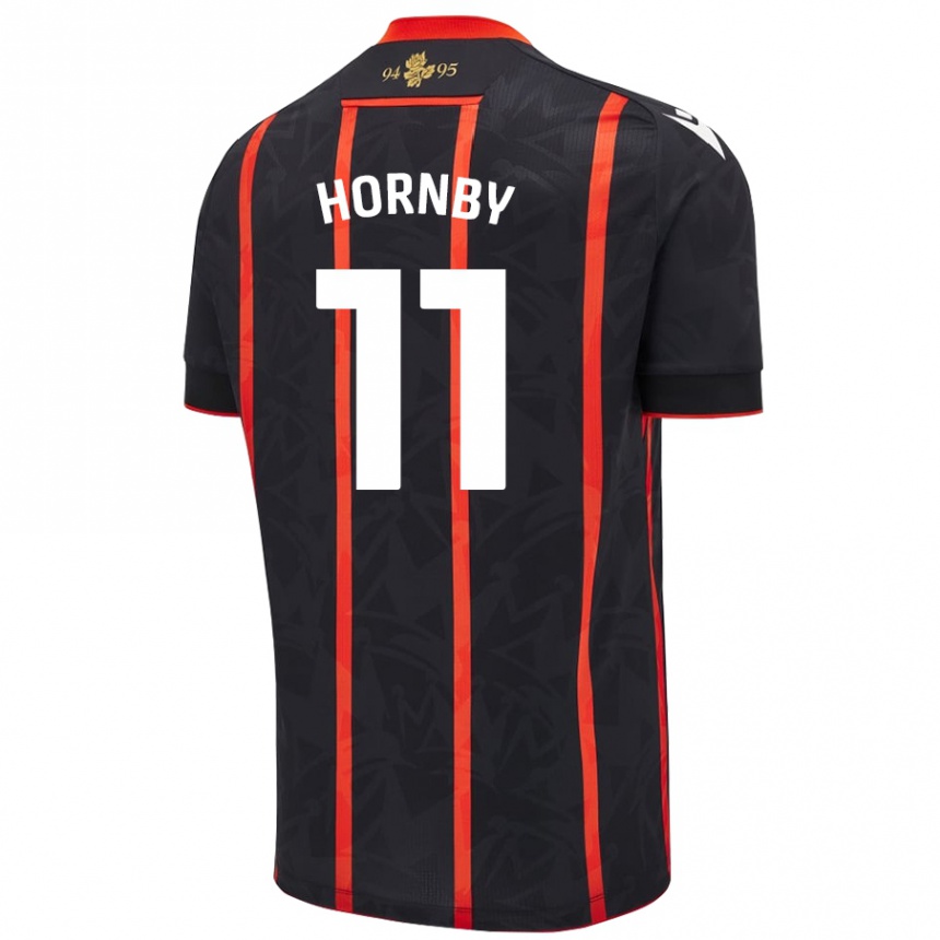 Homme Football Maillot Megan Hornby #11 Noir Rouge Tenues Extérieur 2024/25