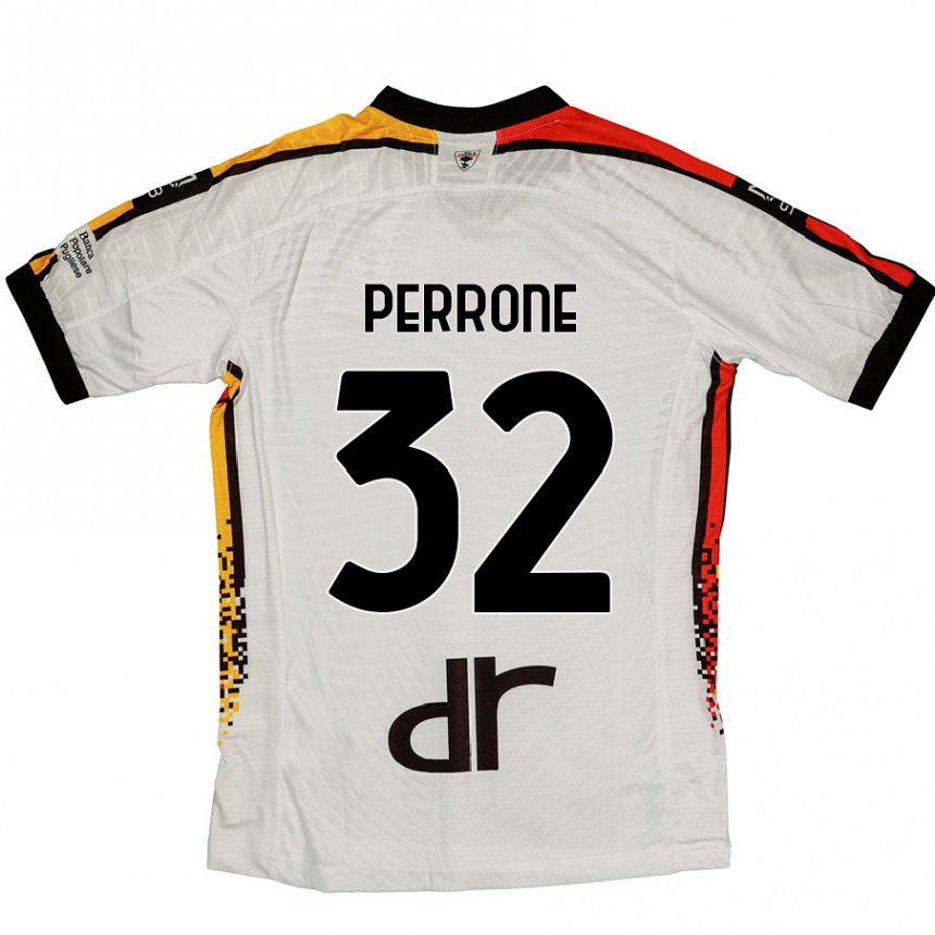 Homme Football Maillot Samuele Perrone #32 Blanc Noir Tenues Extérieur 2024/25