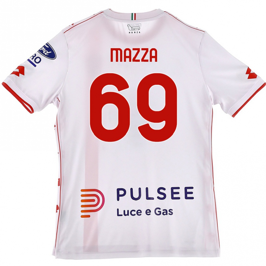 Homme Football Maillot Andrea Mazza #69 Blanc Rouge Tenues Extérieur 2024/25