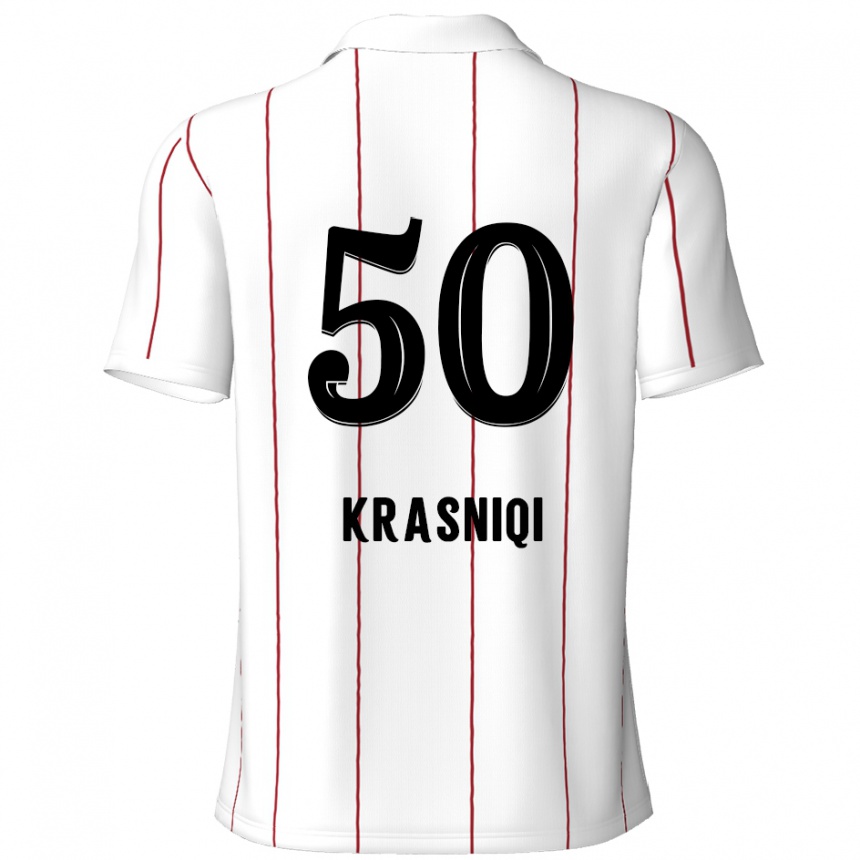 Homme Football Maillot Laurit Krasniqi #50 Blanc Noir Tenues Extérieur 2024/25