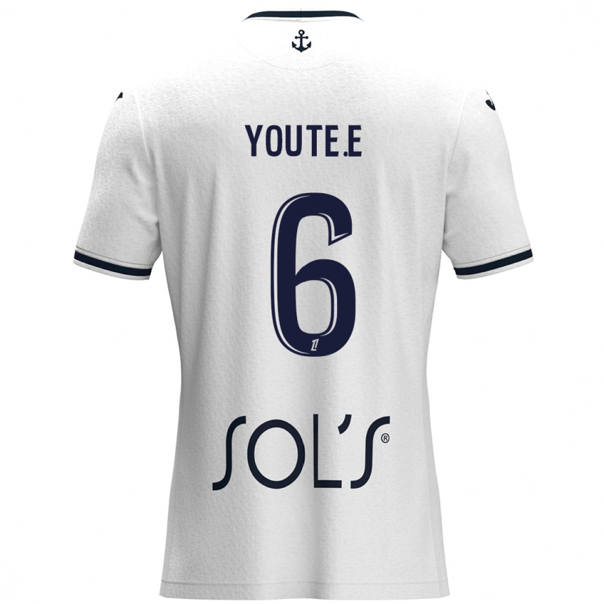 Homme Football Maillot Étienne Youté Kinkoué #6 Blanc Bleu Foncé Tenues Extérieur 2024/25