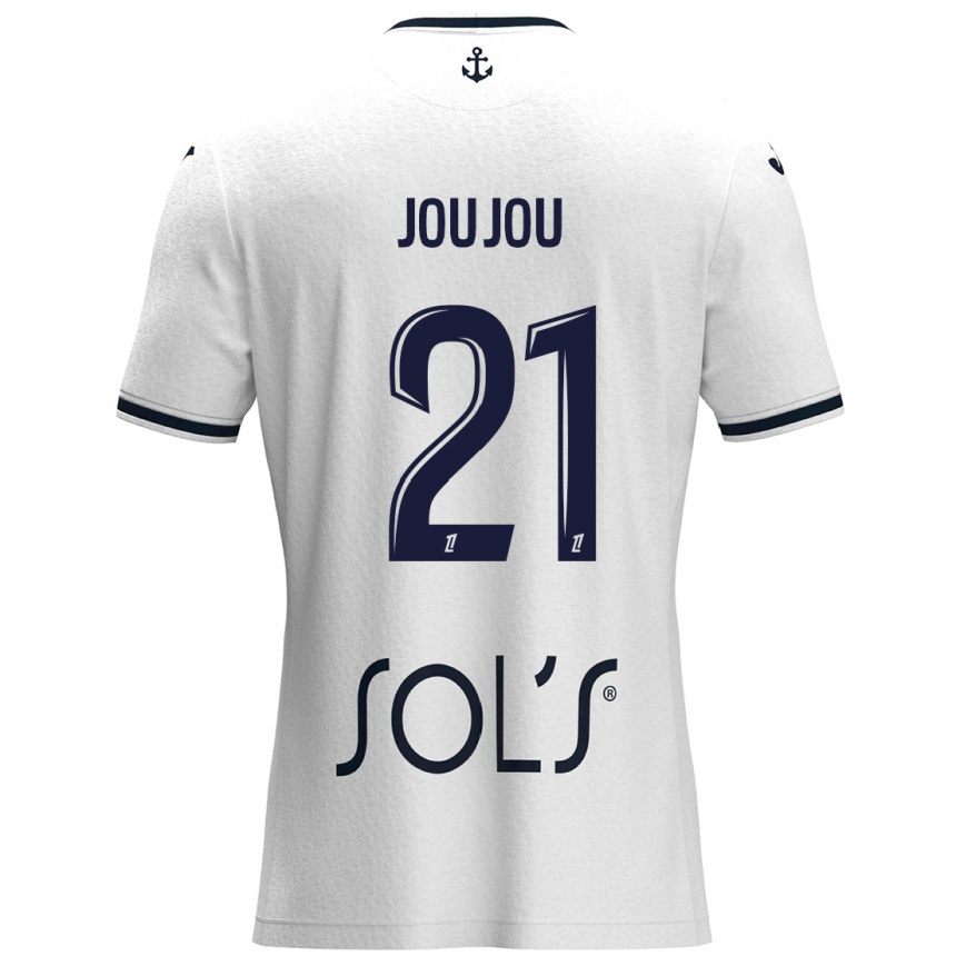 Homme Football Maillot Antoine Joujou #21 Blanc Bleu Foncé Tenues Extérieur 2024/25