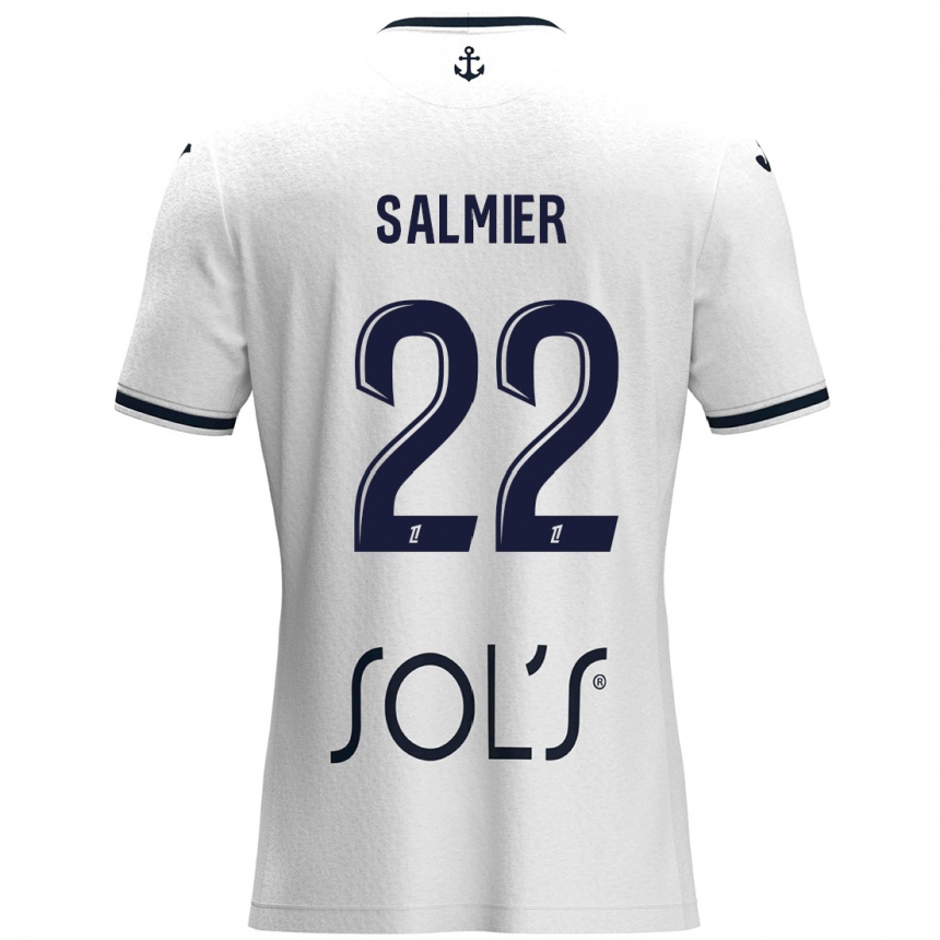 Homme Football Maillot Yoann Salmier #22 Blanc Bleu Foncé Tenues Extérieur 2024/25