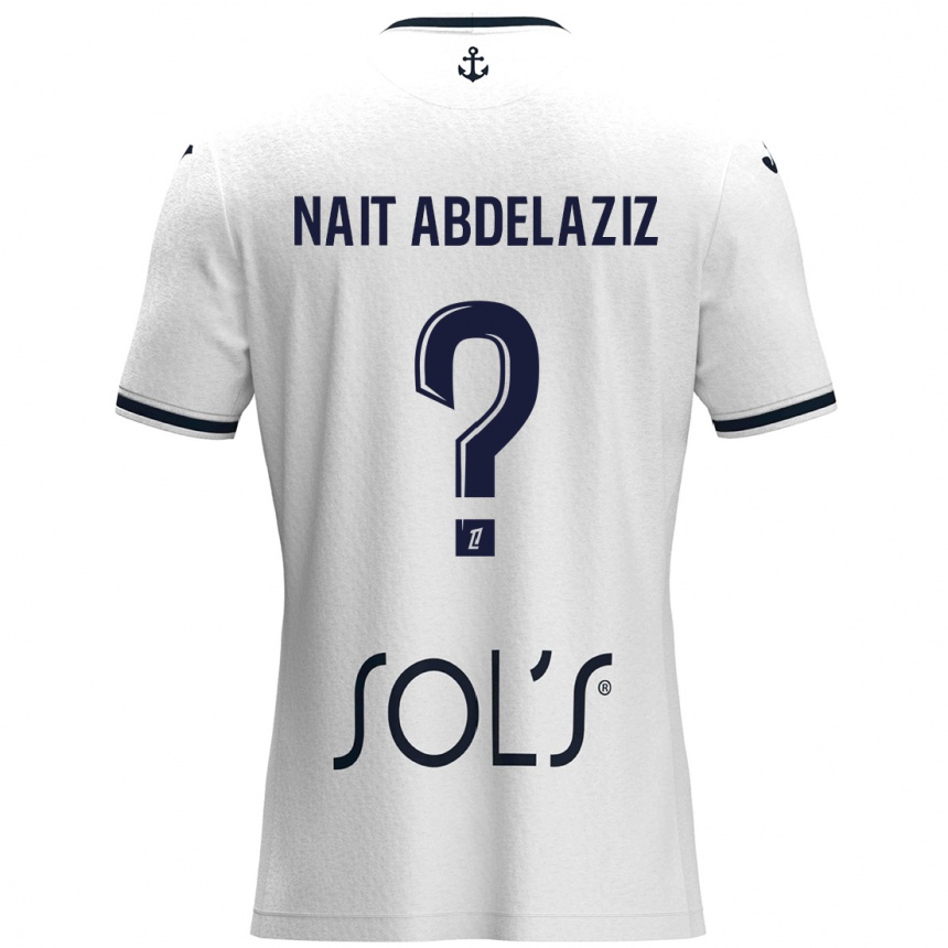 Homme Football Maillot Elias Naït Abdelaziz #0 Blanc Bleu Foncé Tenues Extérieur 2024/25