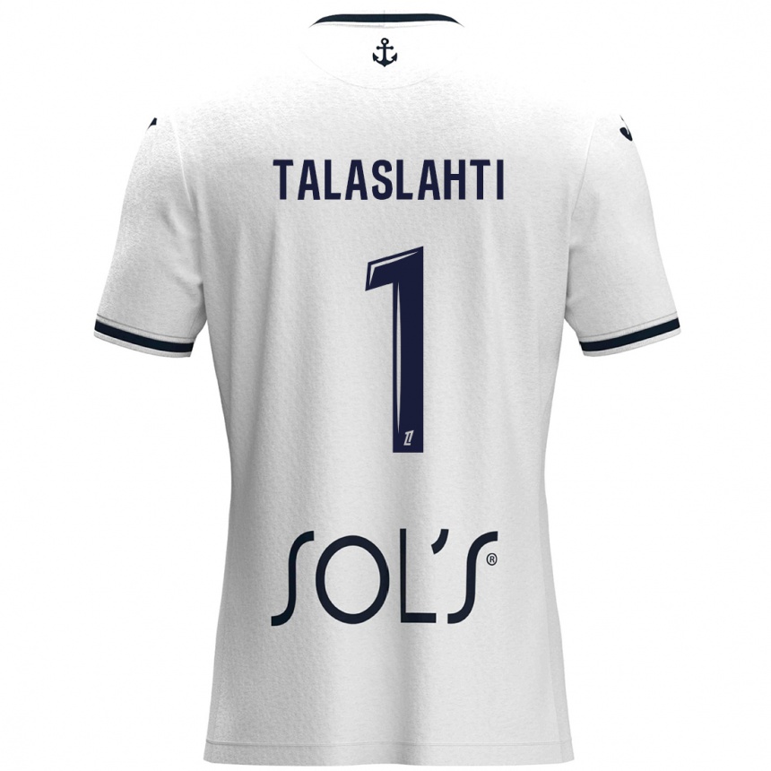 Homme Football Maillot Katriina Talaslahti #1 Blanc Bleu Foncé Tenues Extérieur 2024/25