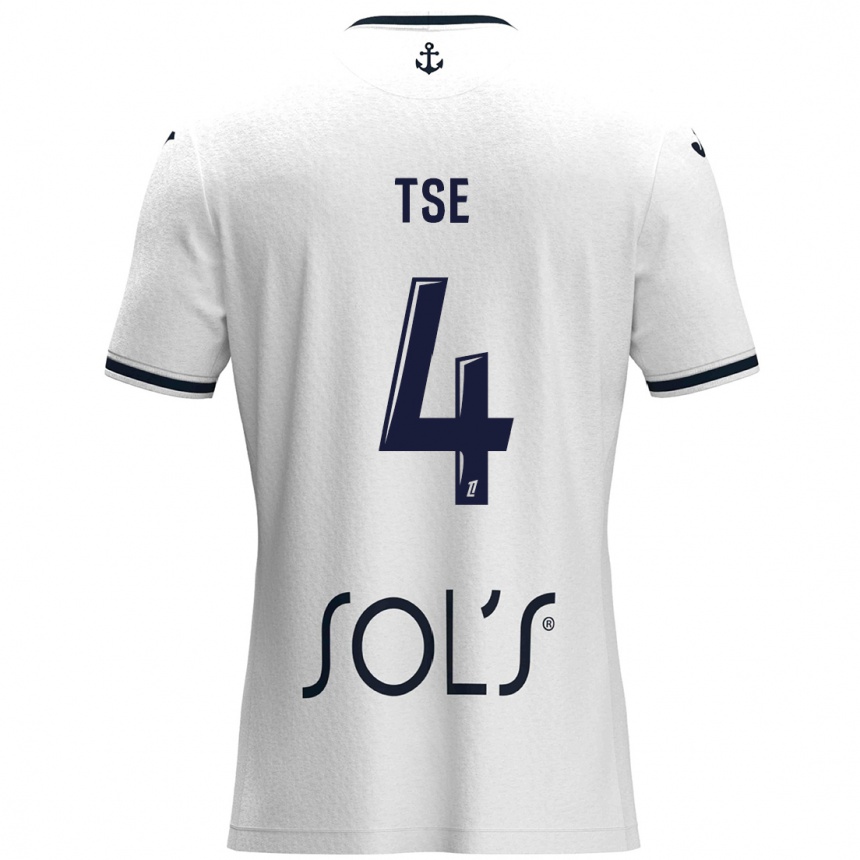 Homme Football Maillot Élisabeth Tsé #4 Blanc Bleu Foncé Tenues Extérieur 2024/25