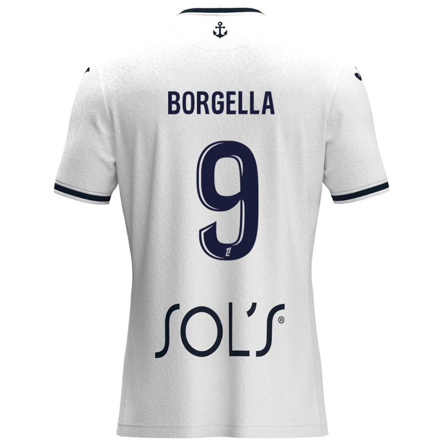 Homme Football Maillot Roselord Borgella #9 Blanc Bleu Foncé Tenues Extérieur 2024/25