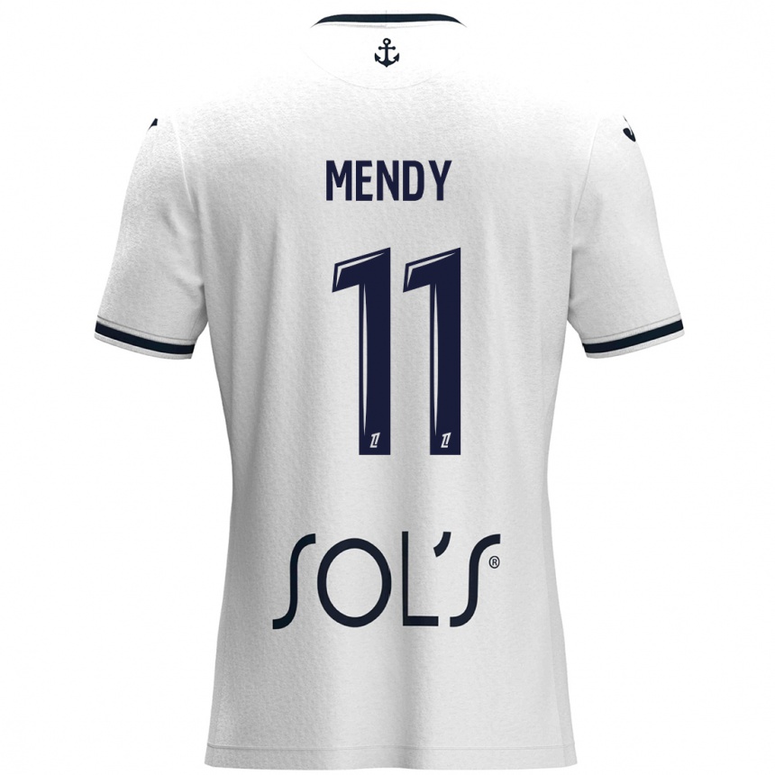 Homme Football Maillot Mélinda Mendy #11 Blanc Bleu Foncé Tenues Extérieur 2024/25