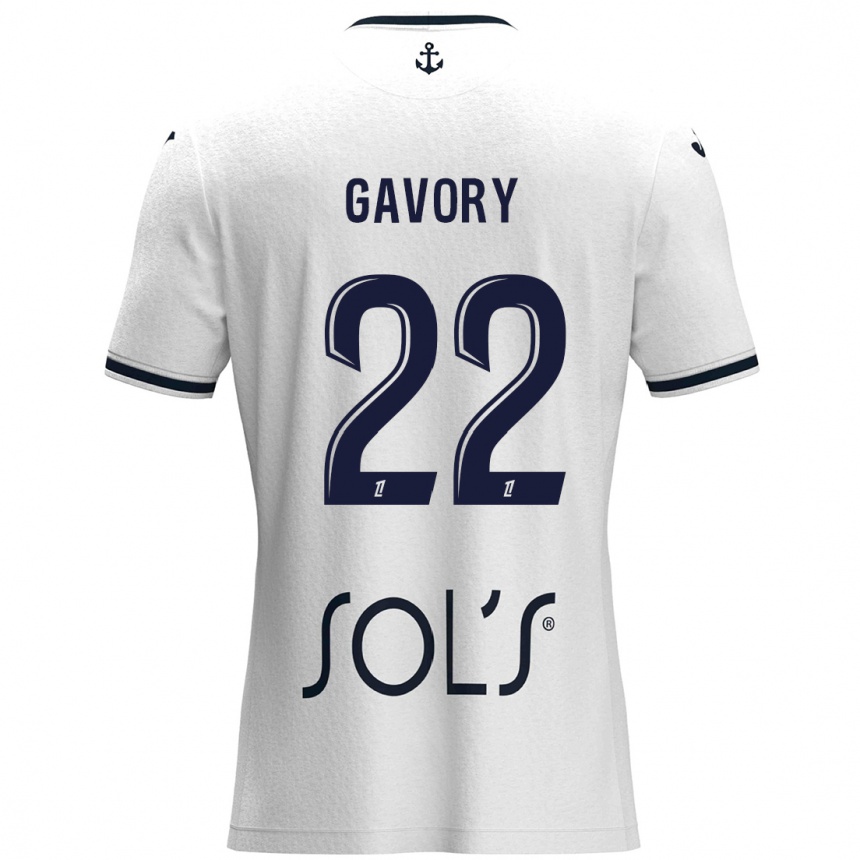 Homme Football Maillot Christy Gavory #22 Blanc Bleu Foncé Tenues Extérieur 2024/25