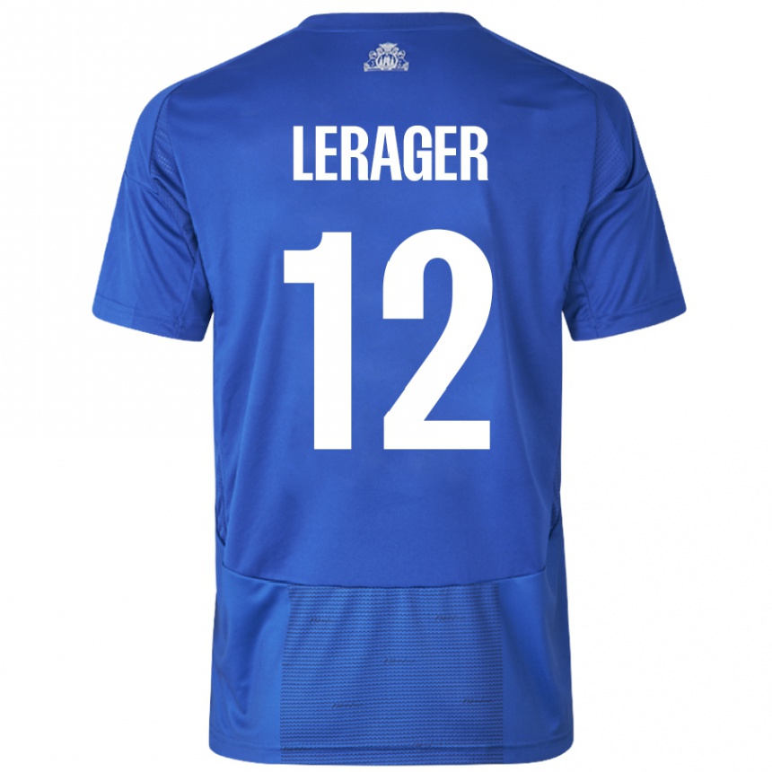 Homme Football Maillot Lukas Lerager #12 Blanc Bleu Tenues Extérieur 2024/25