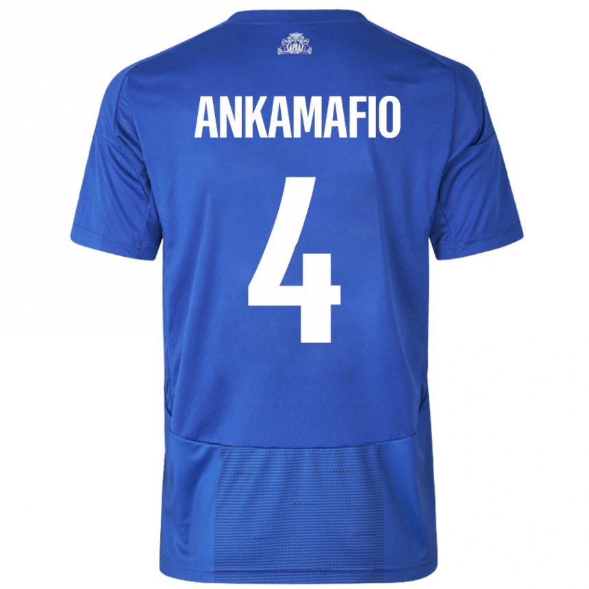 Homme Football Maillot Graham Ankamafio #4 Blanc Bleu Tenues Extérieur 2024/25