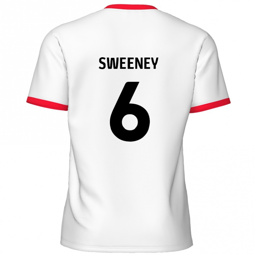 Femme Football Maillot Dan Sweeney #6 Blanc Rouge Tenues Domicile 2024/25