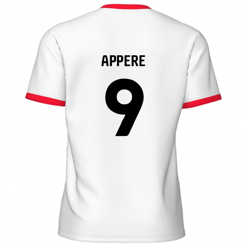 Femme Football Maillot Louis Appéré #9 Blanc Rouge Tenues Domicile 2024/25