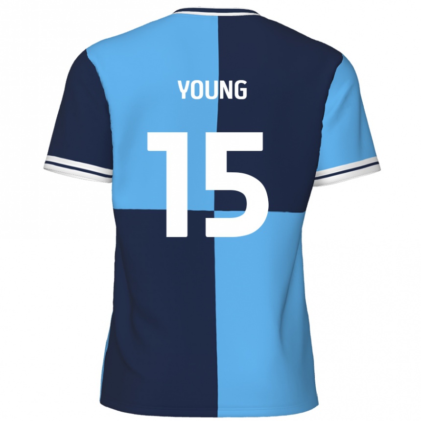 Femme Football Maillot Jack Young #15 Bleu Ciel Bleu Foncé Tenues Domicile 2024/25