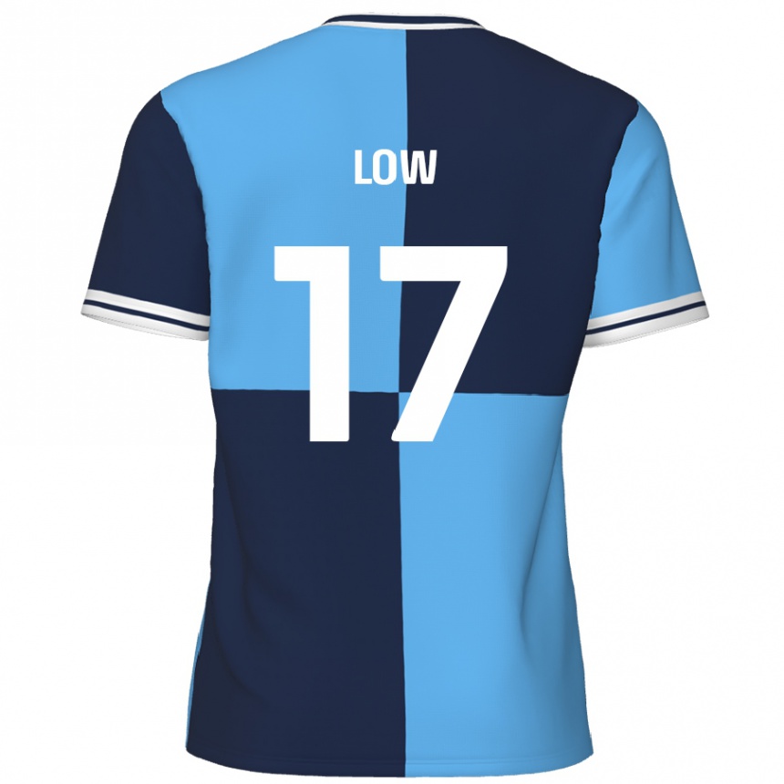 Femme Football Maillot Joe Low #17 Bleu Ciel Bleu Foncé Tenues Domicile 2024/25