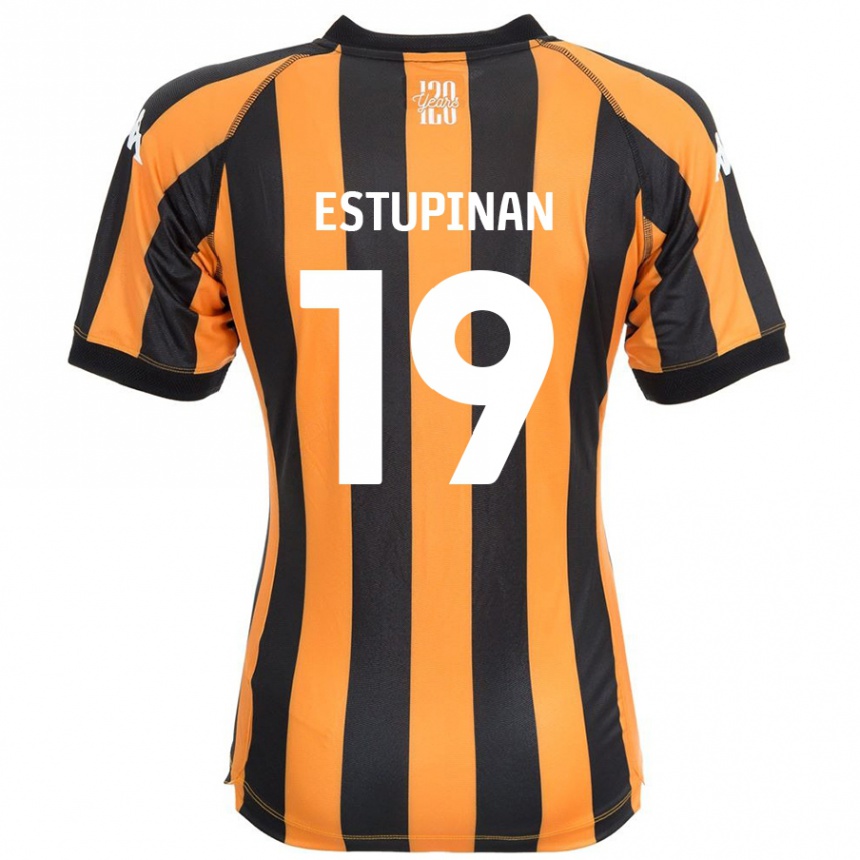 Femme Football Maillot Óscar Estupiñán #19 Noir Ambre Tenues Domicile 2024/25