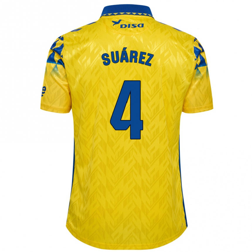 Femme Football Maillot Alex Suárez #4 Jaune Bleu Tenues Domicile 2024/25