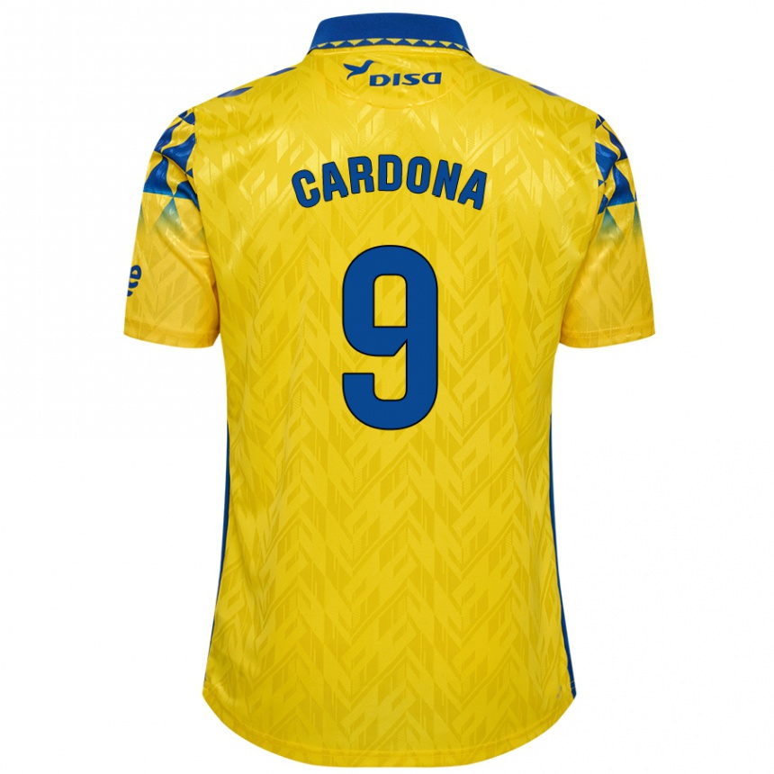 Femme Football Maillot Marc Cardona #9 Jaune Bleu Tenues Domicile 2024/25