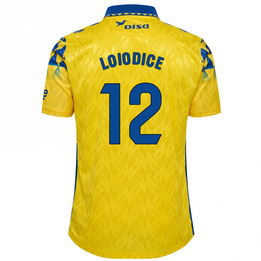 Femme Football Maillot Enzo Loiodice #12 Jaune Bleu Tenues Domicile 2024/25