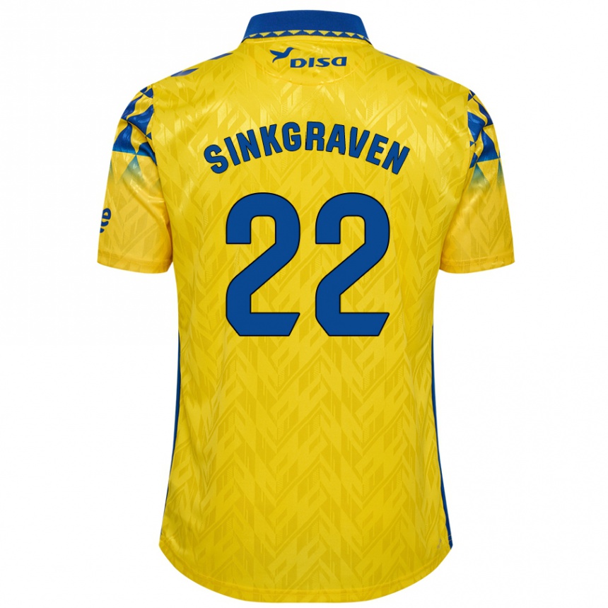 Femme Football Maillot Daley Sinkgraven #22 Jaune Bleu Tenues Domicile 2024/25