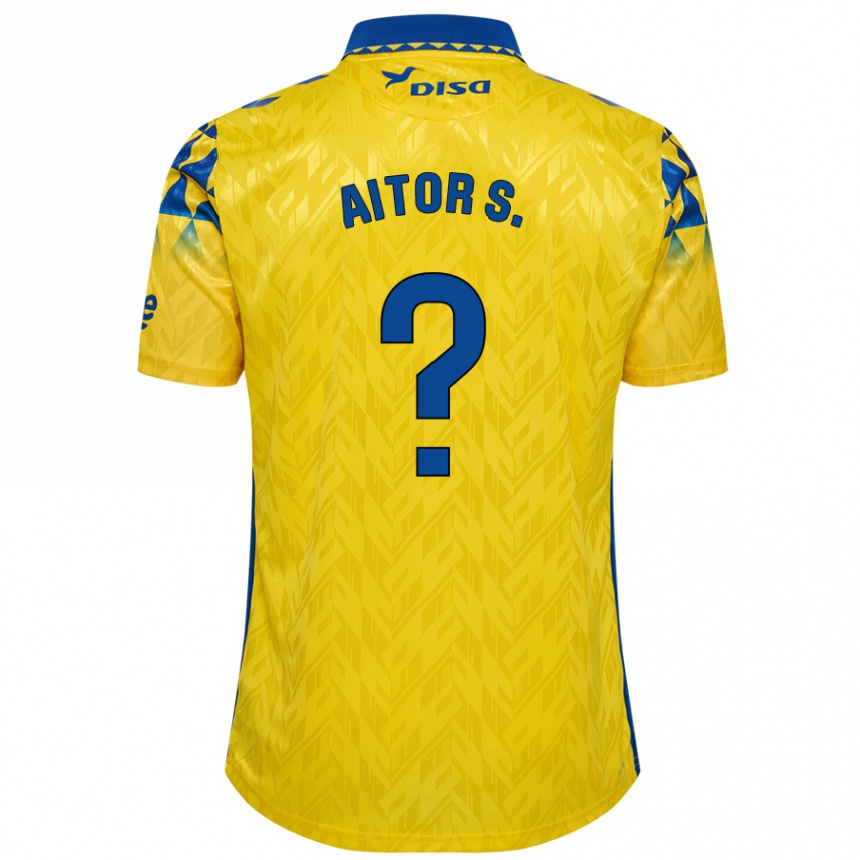 Femme Football Maillot Aitor Sánchez #0 Jaune Bleu Tenues Domicile 2024/25