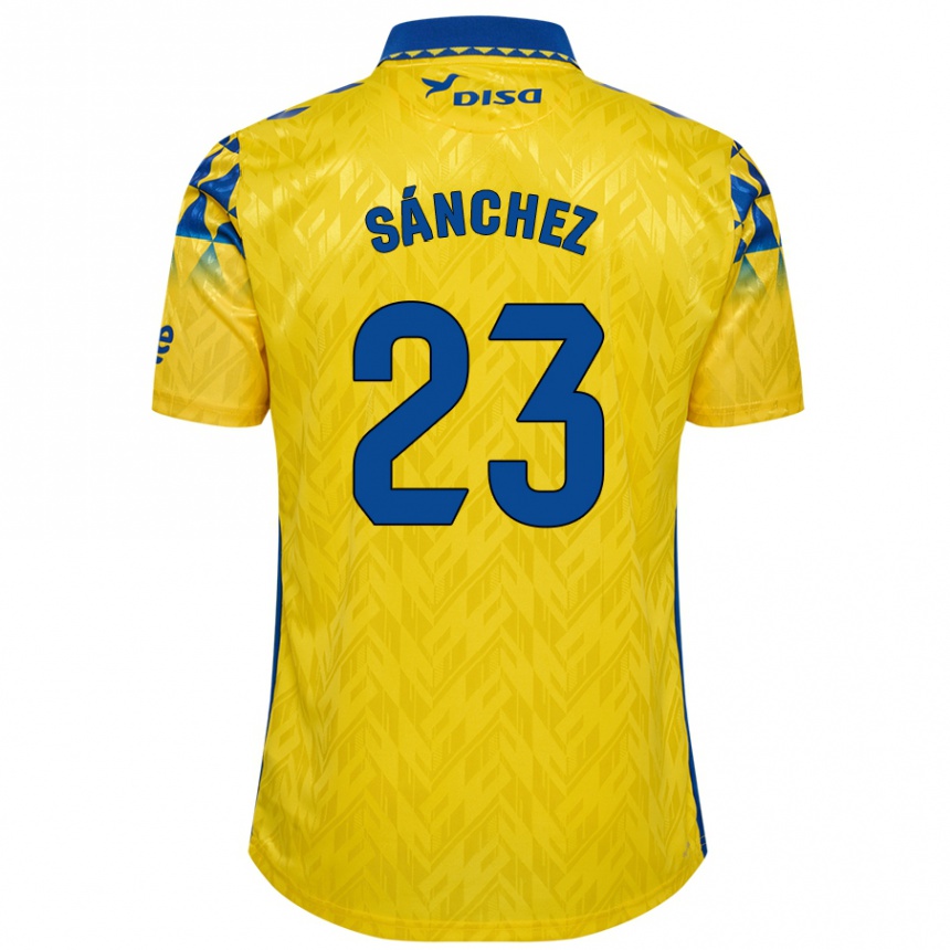 Femme Football Maillot Omar Sánchez #23 Jaune Bleu Tenues Domicile 2024/25