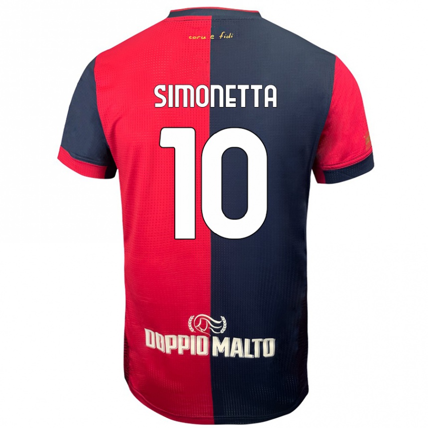 Femme Football Maillot Jacopo Simonetta #10 Rouge Bleu Foncé Tenues Domicile 2024/25